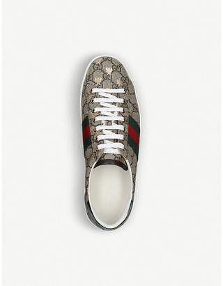 Gucci New Ace golden bee-embroidered canvas trainers