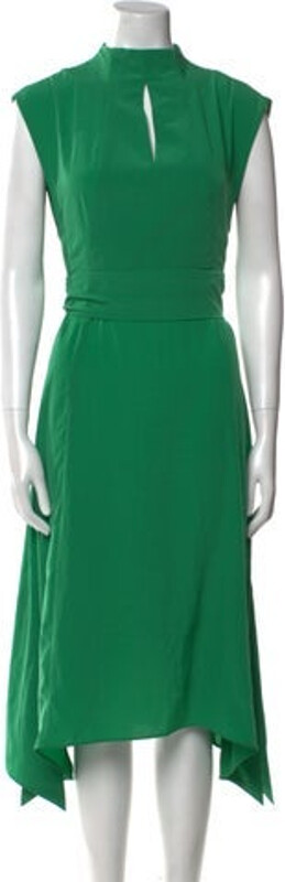 Cefinn Dress Green Sleeveless with Mock Neck Concealed Zip Closure at Back