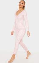 Thumbnail for your product : PrettyLittleThing Pink Monogram Button Up Onesie