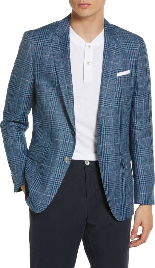 HUGO BOSS Hutson Plaid Virgin Wool & Linen Sport Coat