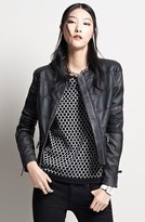 Thumbnail for your product : Vince Camuto Collarless Perforated Stripe Faux Leather Jacket
