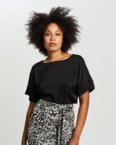 Thumbnail for your product : Forcast Women's Black Workwear Tops - Lexi Short Sleeve Blouse - Size 6 at The Iconic