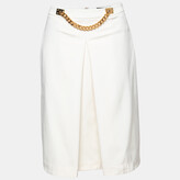 Thumbnail for your product : Sophie Hulme Ivory Stretch Gabardine Chain Embellished Inverted Pleat Front Skirt M