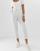 Thumbnail for your product : ASOS DESIGN striped linen slim cigarette pants