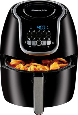 PowerXL Air Fryer 7 QT Maxx Classic, Extra Hot Air Fry, Cook, Crisp, Broil, Roast, Bake, High Gloss Finish, Nonstick, Black
