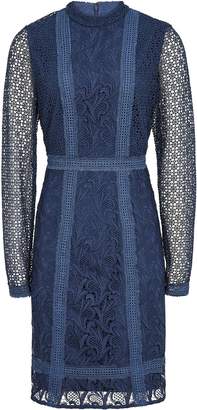 Reiss Abbey - High-neck Lace Dress in Ocean Blue