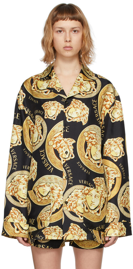 Versace Black Silk Medusa Amplified Pyjama Shirt - ShopStyle Pajamas
