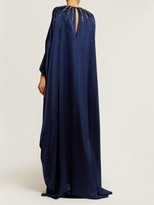 Thumbnail for your product : Carolina Herrera Crystal-embellished Silk-satin Gown - Navy Multi