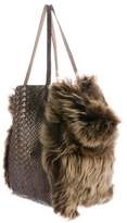 Thumbnail for your product : Carlos Falchi Shearling and Python Tote