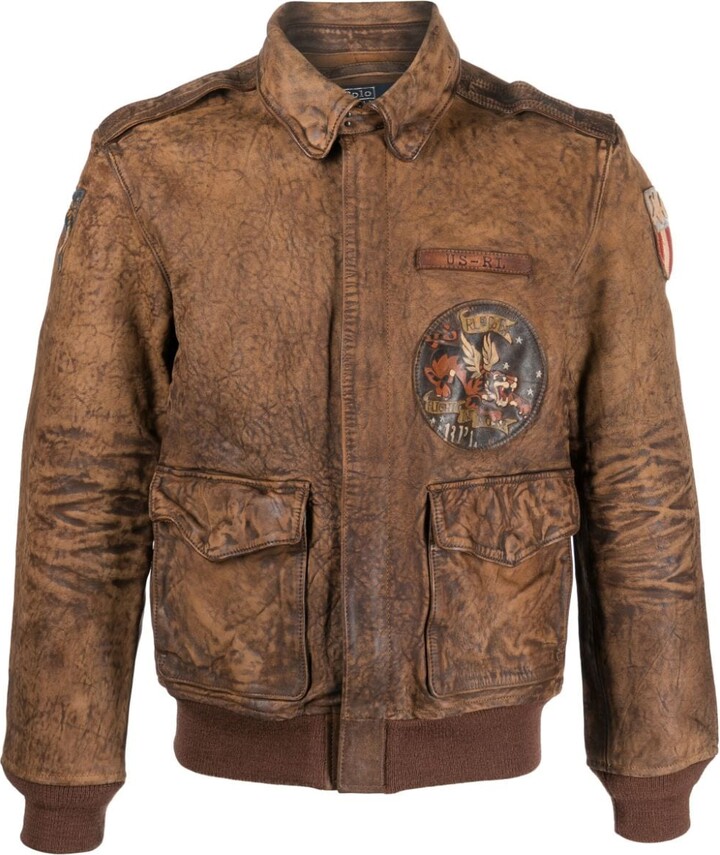 Mens Polo Brown Leather Jacket | ShopStyle