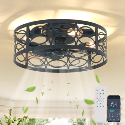 Zailey 18.9'' Farmhouse Caged Ceiling Fan with Light Kit and Remote