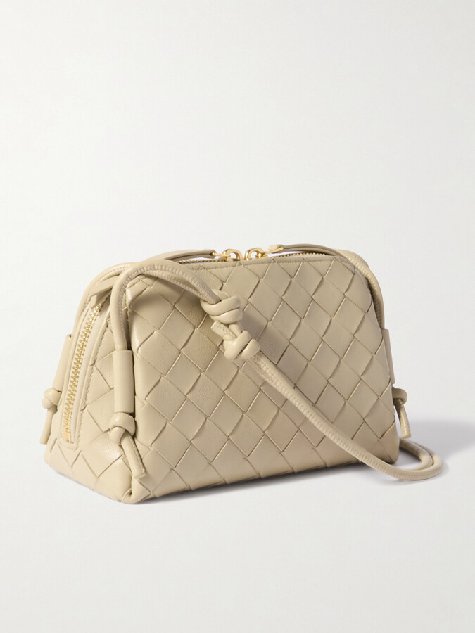 Bottega Veneta Concert Pouch Intrecciato Leather Shoulder Bag - Neutrals