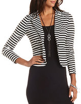 Thumbnail for your product : Charlotte Russe Striped Long Sleeve Blazer