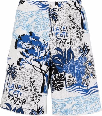 Laneus Côte D'Azur-motif elasticated-waist Bermuda shorts