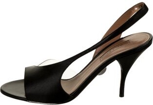 Samuele Failli Leather Slingback Sandals Black PVC Trim Includes Box Unfortunately, due to restrictions, this item may not be eligible for shipping in all areas. | Samuele Failli Leather Slingback Sandals in Black, Women's IT 39 | 9