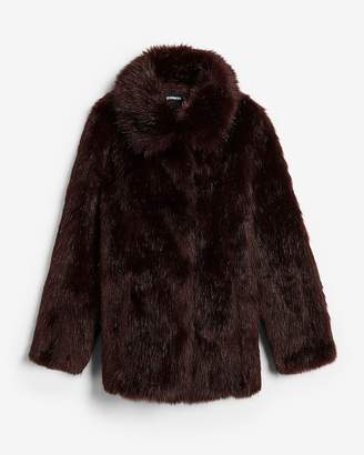 Express Collared Long Faux Fur Coat