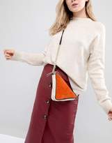 Thumbnail for your product : ASOS DESIGN Suede Color Block Triangle Cross Body Bag