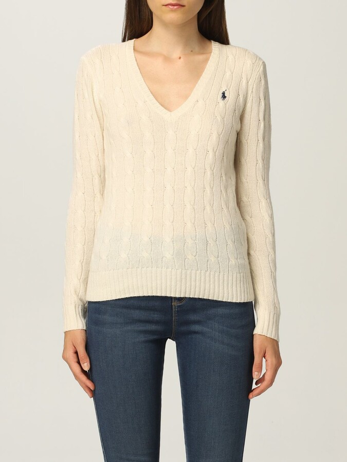 Polo Ralph Lauren v-neck sweater in cable-knit wool - ShopStyle