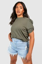 Thumbnail for your product : boohoo Plus Ruched Knot Puff Sleeve T-Shirt