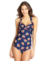 Thumbnail for your product : Shoshanna navy 'Garden Cove' bra halter one piece