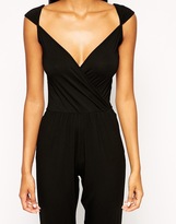Thumbnail for your product : ASOS Wrap Plunge Jumpsuit with Cap Sleeves
