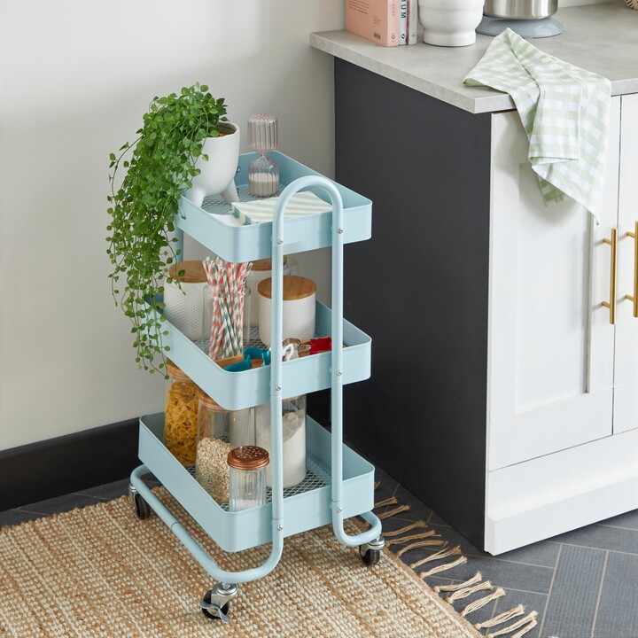 Dunelm 3 Tier Metal Storage Trolley Blue ShopStyle Buffets & Sideboards
