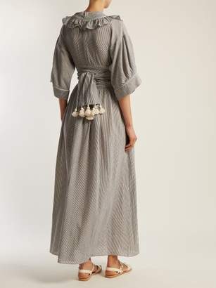 Three Graces London Adeline Ruffle Trimmed Dress - Womens - Grey Stripe