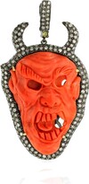 Thumbnail for your product : Artisan Pave Diamond Gold 925 Sterling Silver Gemstone Skull Pendant Carved Jewelry