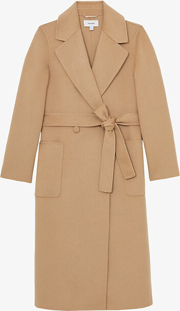 Reiss Womens Camel Lucia Double-Breasted Wool-Blend Coat 6