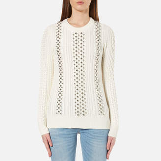 MICHAEL Michael Kors Women's Ball Beads Cable Sweatshirt White