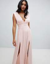 Thumbnail for your product : ASOS DESIGN Premium Lace Insert Pleated Maxi Dress