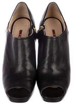 Thumbnail for your product : Prada Sport Peep-Toe Wedge Booties