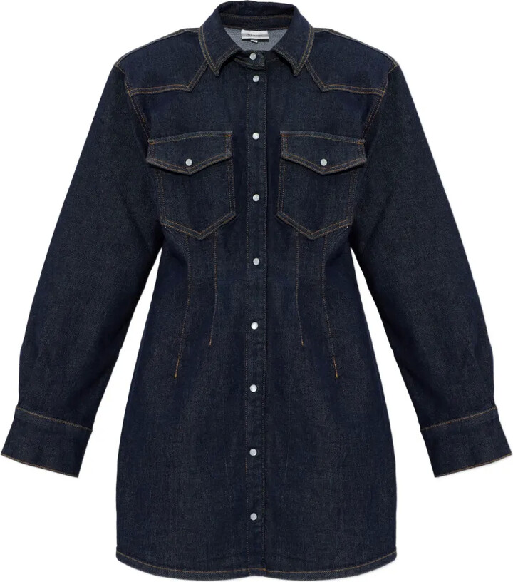 Gestuz Long-Sleeved Chest-Pocket Mini Dress