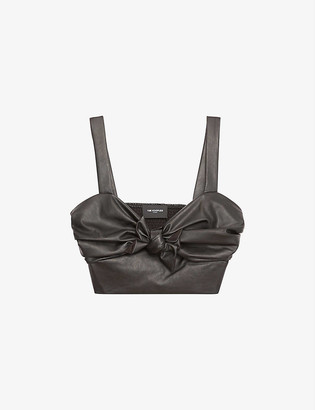 The Kooples Faux-leather cropped top