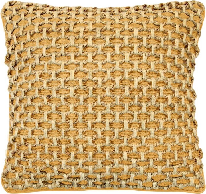 Boho Living Jada Mustard Yellow Geometric Braided Polyester 20 in. x 20 in. Throw Pillow