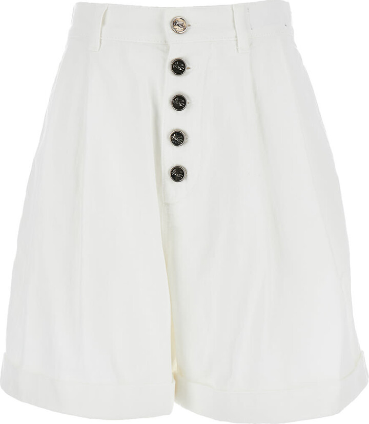 White Bermuda Shorts In Cotton Woman