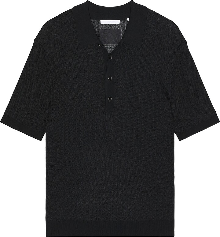 Helmut Lang Pointelle Polo in Black