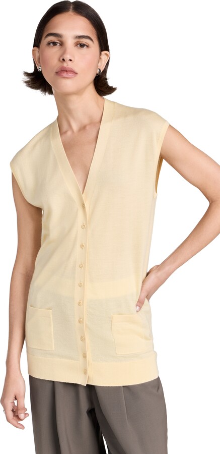 Tibi Cashmere Silk Blend Sleeveless Button Down Sweater