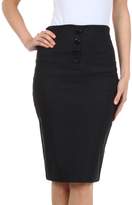 Thumbnail for your product : Sakkas IMHighButtonI-9415 Petite High Waist Stretch Pencil Skirt with Four Button Detail - /L