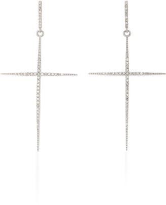 Sheryl Lowe Large Cross Sterling Silver Diamond Earrings