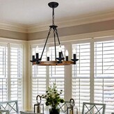 Thumbnail for your product : Gracie Oaks Bundaberg 6 - Light Unique Dimmable Wagon Wheel Chandelier with Wood Accents