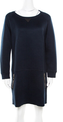 Louis Vuitton Navy Blue Wool Knit & Printed Silk Hem Detail Mini