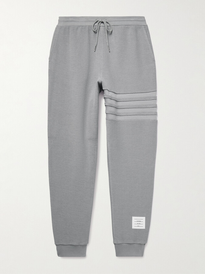 Thom Browne Tapered Striped Cotton-Terry Sweatpants