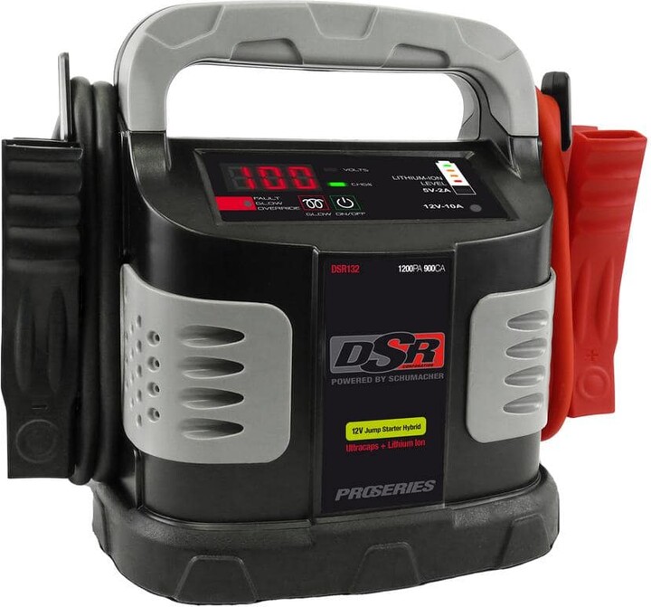 Schumacher Electric DSR Professional Grade 12 Volt, 1200 Peak Amps, Ultracapacitor and Lithium Ion Hybrid Jump Starter