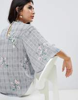 Thumbnail for your product : AX Paris high neck 3/4 sleeve top with floral detail