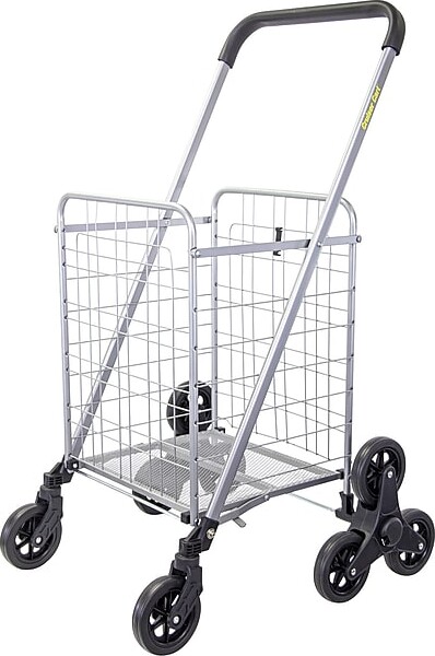 Dbest Stair Climber Cruiser Steel Mobile Folding Utility Cart with Front Swivel Wheels, Silver (01-897)