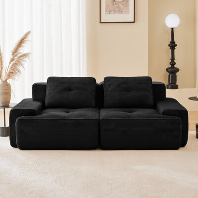 Latitude Run 82 Inch Modern L-Shaped Modular Sectional Sofa with Corduroy Fabric, Deep Seating, and No Assembly Required for Comfortable Living