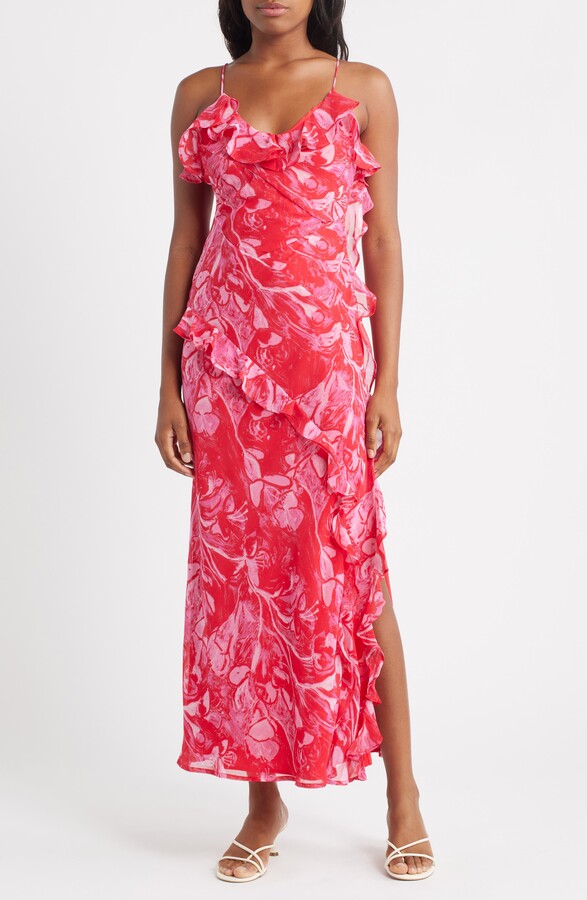 Topshop Ruffle Midi Slipdress