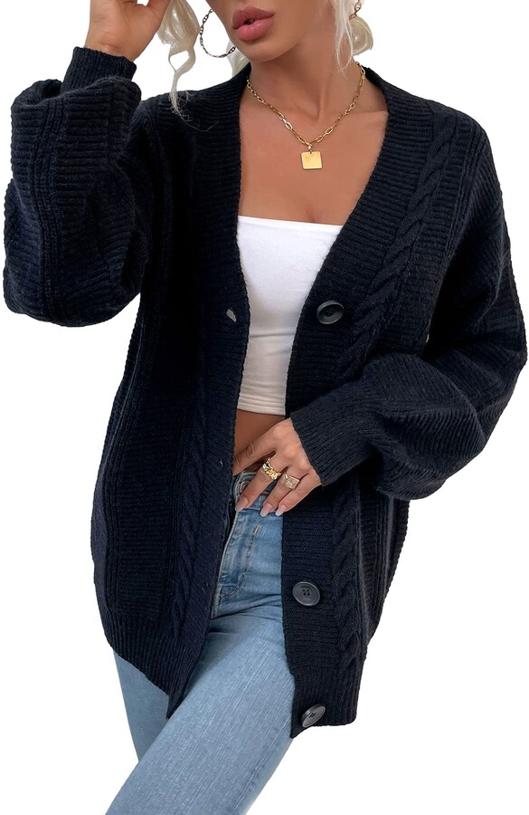 chunky black cardigan womens