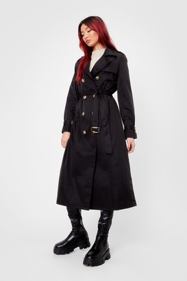 Nasty Gal Womens Longline Belted Trench Coat - Black - 14